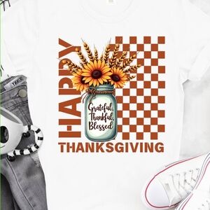 Gildan White Happy Thanksgiving Tee